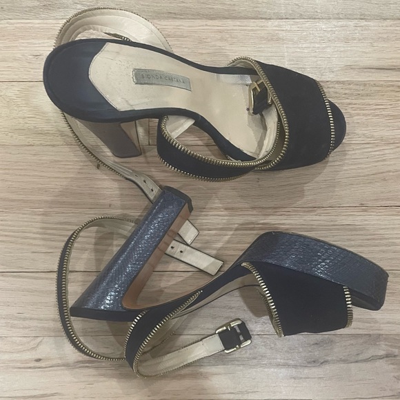 bionda castana platforms (calf and suede mix) size 8 (39), gently used. - Picture 1 of 5